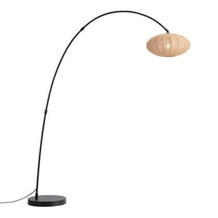 QAZQA Japandi booglamp zwart met bruine kap - Bida