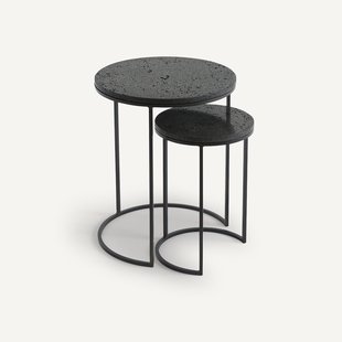 Set van 2 bijzettafels in lavasteen, Anaximène