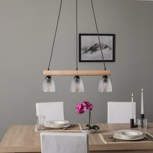 Tisan 3 Hanglamp Clear/Wood Envostar - Eetkamer - Modern - Hout - Meerdere lampen