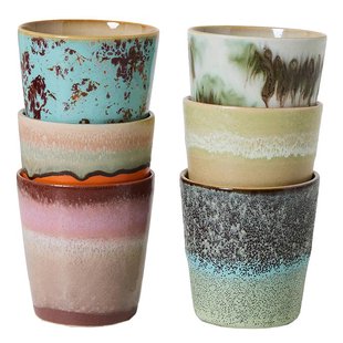 HKliving 70&#039;s Ceramic Koffiemok Set Van 6 Surreal