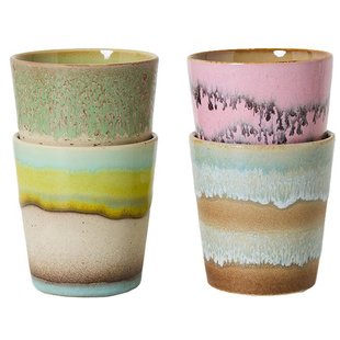 HKliving 70&#039;s Ceramic Koffiemok Set Van 4 Pop Art