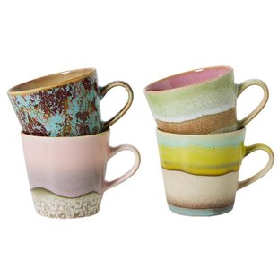 HKliving 70&#039;s Ceramic Americano Mok Set Van 4 Rococo