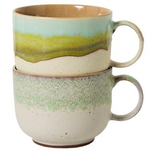 HKliving 70&#039;s Ceramic Thee Kopjes Set Van 2 Neo