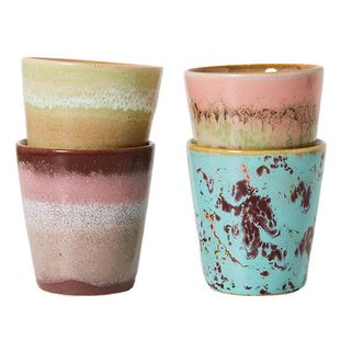 HKliving 70&#039;s Ceramic Ristretto Mok Set Van 4 Futurism