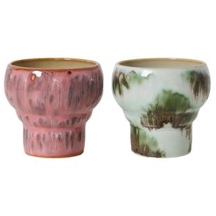 HKliving 70's Ceramic Lungo Koffie Mok Set Van 2 Expression