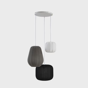 Helin hanglamp zwart/wit/grijs, Ø 60 cm, 3-lamps Lindby - Woonkamer - Scandinavisch - Stof