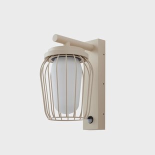 Chandan buitenwandlamp, 30 cm, beige, sensor, IP44 Lucande - Terras - Modern - Aluminium - 1 lamp