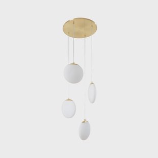 Lunelle hanglamp, Ø 40 cm, 4-lamps, messing, glas Lucande - Woonkamer - Modern - Meerdere lampen
