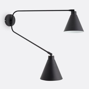 Dubbele scharnierende wandlamp in ijzer, Hiba