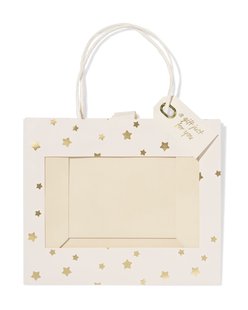 HEMA Cadeautas 24x11x20cm sterren met venster goud