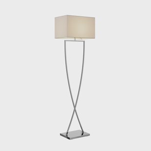 Evaine Vloerlamp Chrome/White Lucande - Woonkamer - Modern - Metaal - Met lampenkap
