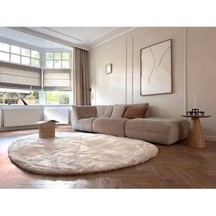 Organisch hoogpolig vloerkleed Odelia beige|wit - Interieur05