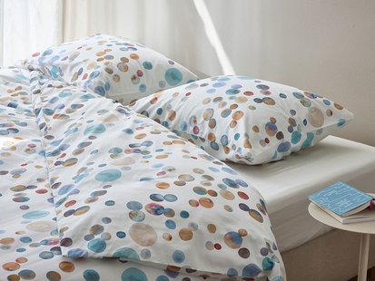 Yumeko Dekbedovertrek katoen satijn watercolor dots multicolor 100% biologisch katoen, satijn geweven