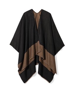 HEMA Omkeerbare damesponcho bruin-zwart