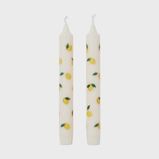 Broste Copenhagen Citroen kronkaars 2-pack White-geel