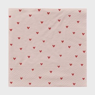 Broste Copenhagen Amor papieren servetten 33x33 cm 20-pack Soft roze-rood