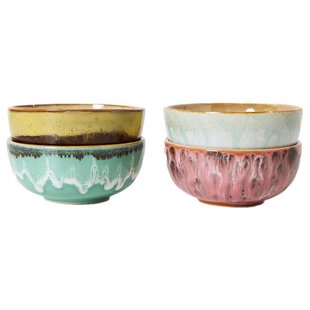 HKliving 70&#039;s Ceramic Schaal&Oslash;3.8 X 8 Set Van 4 Modernist