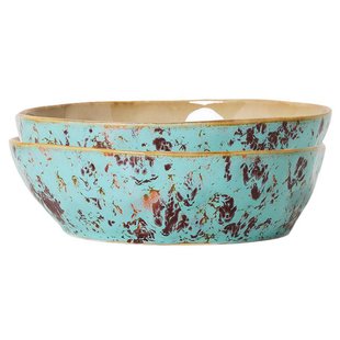 HKliving 70&#039;s Ceramic Pastabord&Oslash;19.5 Set Van 2 Patina