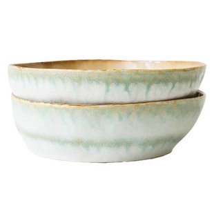 HKliving 70&#039;s Ceramic Pastabord&Oslash;19.5 Set Van 2 Petal