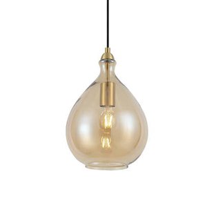 QAZQA Moderne hanglamp goud met amber glas - Traditional