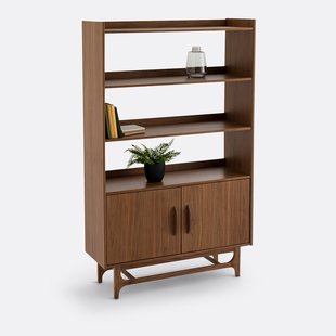 Vintageétagère met walnootfineer en fineer, Larsen