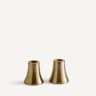 Set van 2 omkeerbare messing kandelaars, Mouro