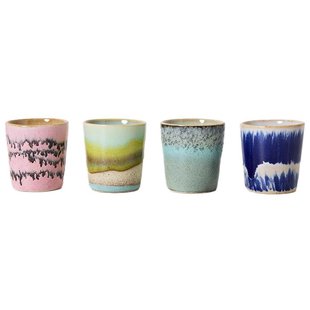 HKliving 70&#039;s Ceramic Eierdopje Set Van 4 Vibrance