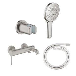 GROHE Essence New bad-/douchekraan met 3 standen handdoucheset en doucheslang supersteel SW73256/SW73279/SW472426/SW862668