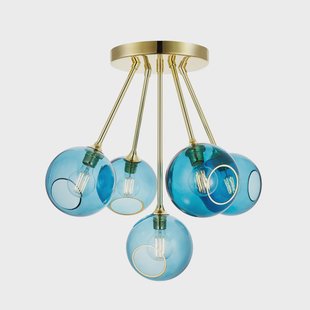 Ballroom Molecule hanglamp blauw, 5-lamps DESIGN BY US - Woonkamer - Designer - Glas - Meerdere lampen