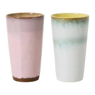 HKliving 70&apos;s Ceramics Latte Mok 0,3 L - Set van 2 - Fresco