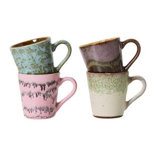 HKliving 70&apos;s Ceramics Espressokopje 0,1 L - Set van 4 - Brutalism