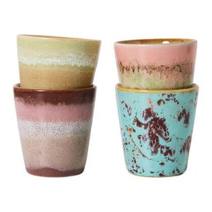 HKliving 70&apos;s Ceramics Ristrettokopje 0,1 L - Set van 4 - Futurism