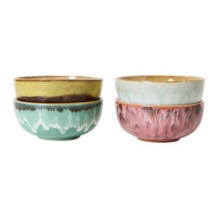 HKliving 70&apos;s Ceramics Kommetjes Ø 8,3 cm - Set van 4 - Modernist