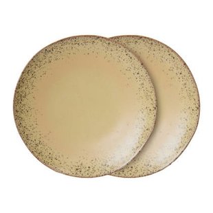 HKliving 70&apos;s Ceramics Dinerbord Ø 27,5 cm - Set van 2 - Grit