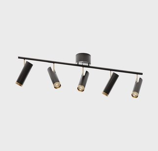Puls Bar 5 Plafondlamp Black/Brass By Rydéns - Woonkamer - Modern - Metaal - Meerdere lampen
