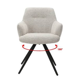 Livingfurn - Eetkamerstoel Stof Beige - Doreen - Set van 2