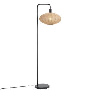 QAZQA Japandi vloerlamp zwart met stoffen bruine kap - Bida