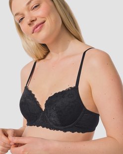 HEMA Voorgevormde kanten bh met beugel zwart (zwart)