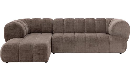 Goossens Bank Weave bruin, stof, 2,5-zits, met ligelement links