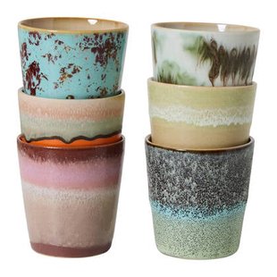 HKliving 70&apos;s Ceramics Mokken 0,23 L - Set van 6 - Surreal