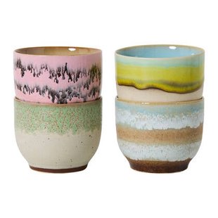 HKliving 70&apos;s Ceramics Koffiekop 0,25 L - Set van 4 - Deco