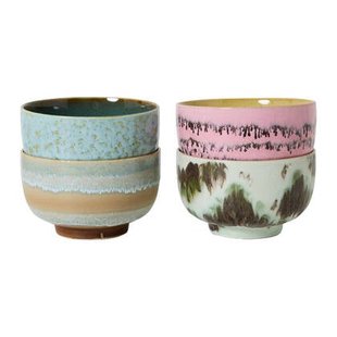 HKliving 70&apos;s Ceramics Noodle Kommen Ø 13,5 cm - Set van 4 - Dada