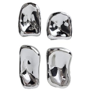 HKliving Glass Sculptuur Set Van 4 Chrome