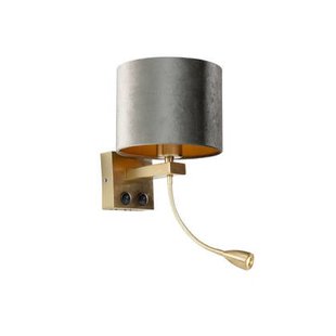 QAZQA Wandlamp brons met velours kap groen 18cm - Brescia