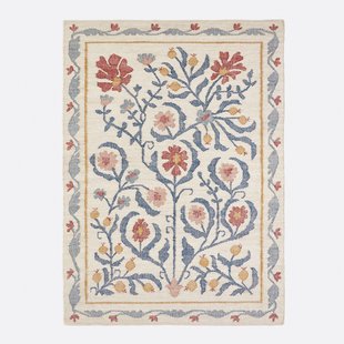 Vloerkleed in jute met bloemenpatroon, Antonia