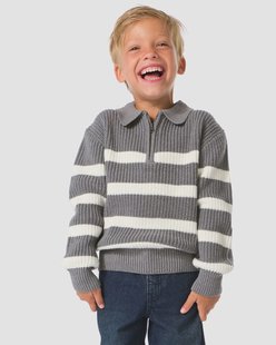 HEMA Kindertrui gebreid strepen donkergrijs (donkergrijs)