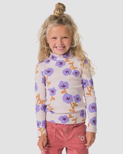 HEMA Kinder T-shirt rib bloemen ecru (ecru)