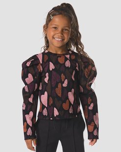 HEMA Kinder T-shirt hartjes zwart (zwart)