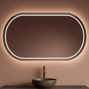 Spiegel Gliss Design Agon Met LED Verlichting en Verwarming Ovaal 160x70 cm