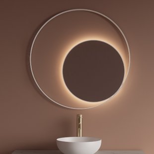 Spiegel Gliss Design Kosmos Mat Wit Rond met Frame en Indirecte LED Verlichting 80 cm